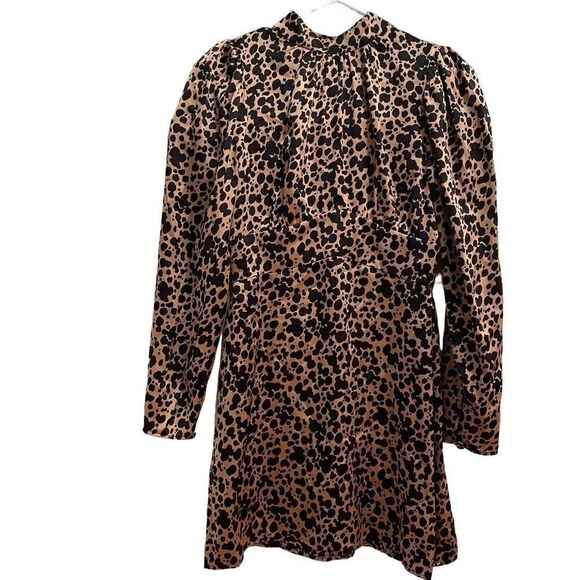 Reformation Womens Samuel Blitz Mini Dress 4 Cheetah Print 100% Silk Vamp Love - Picture 1 of 13